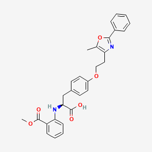 B1672479 N-(2-(Methoxycarbonyl)phenyl]-O-[2-(5-methyl-2-phenyl-4-oxazolyl)ethyl)-L-tyrosine CAS No. 196809-22-0