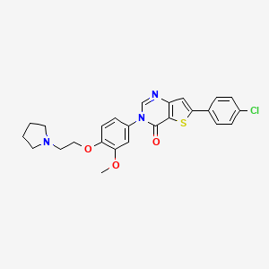 B1672480 Thieno[3,2-d]pyrimidin-4(3H)-one, 6-(4-chlorophenyl)-3-[3-methoxy-4-[2-(1-pyrrolidinyl)ethoxy]phenyl]- CAS No. 515141-51-2