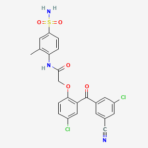 B1672482 2-{4-chloro-2-[(3-chloro-5-cyanophenyl)carbonyl]phenoxy}-N-(2-methyl-4-sulfamoylphenyl)acetamide CAS No. 329939-64-2