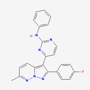 B1672484 4-[2-(4-fluorophenyl)-6-methylpyrazolo[1,5-b]pyridazin-3-yl]-N-phenylpyrimidin-2-amine CAS No. 681432-85-9