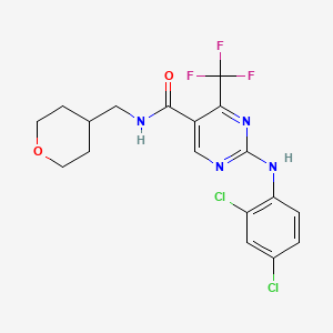 B1672485 2-((2,4-dichlorophenyl)amino)-N-((tetrahydro-2H-pyran-4-yl)methyl)-4-(trifluoromethyl)pyrimidine-5-carboxamide CAS No. 666260-75-9
