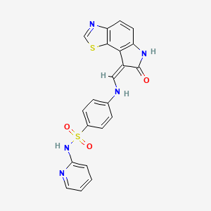 molecular formula C21H15N5O3S2 B1672547 4-[(7-oxo-6H-pyrrolo[2,3-g][1,3]benzothiazol-8-ylidene)methylamino]-N-(2-pyridinyl)benzenesulfonamide CAS No. 222036-17-1