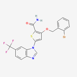 B1672548 3-[(2-Bromophenyl)methoxy]-5-[6-(trifluoromethyl)benzimidazol-1-yl]thiophene-2-carboxamide CAS No. 660869-54-5