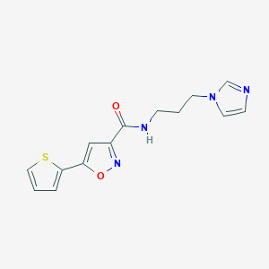 B1672651 N-[3-(1H-imidazol-1-yl)propyl]-5-thien-2-ylisoxazole-3-carboxamide CAS No. 909207-35-8