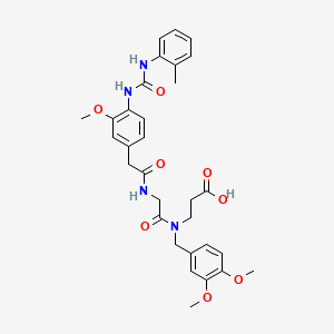 B1672694 beta-Alanine, N-((3-methoxy-4-((((2-methylphenyl)amino)carbonyl)amino)phenyl)acetyl)glycyl-N-((3,4-dimethoxyphenyl)methyl)- CAS No. 229627-58-1