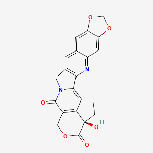 molecular formula C21H16N2O6 B1672752 (4R)-4-乙基-4-羟基-8,9-亚甲二氧基-1H-吡喃并[3',4':6,7]吲哚并[1,2-b]喹啉-3,14(4H,12H)-二酮 CAS No. 151636-76-9