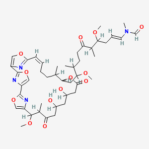 molecular formula C45H62N4O12 B1672803 N-[(E)-11-[(24Z)-14,16-Dihydroxy-10-methoxy-11,21-dimethyl-12,18-dioxo-3,7,19,27-tetraoxa-29,30,31-triazatetracyclo[24.2.1.12,5.16,9]hentriaconta-1(28),2(31),4,6(30),8,24,26(29)-heptaen-20-yl]-4,10-dimethoxy-5,9-dimethyl-6-oxoundec-1-enyl]-N-methylformamide CAS No. 149420-76-8