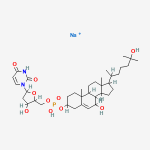 B1672819 sodium;[5-(2,4-dioxopyrimidin-1-yl)-3-hydroxyoxolan-2-yl]methyl [7-hydroxy-17-(6-hydroxy-6-methylheptan-2-yl)-10,13-dimethyl-2,3,4,7,8,9,11,12,14,15,16,17-dodecahydro-1H-cyclopenta[a]phenanthren-3-yl] hydrogen phosphate CAS No. 126671-68-9