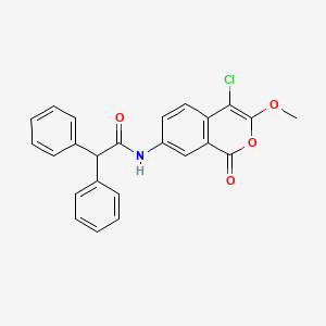 B1672822 7-Diphenylacetylamino-4-chloro-3-methoxy-1H-2-benzopyran-1-one CAS No. 120218-98-6