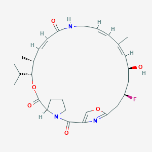 molecular formula C28H38FN3O6 B1672841 (7R,10R,11R,12Z,17Z,19Z,21S,23R)-23-fluoro-21-hydroxy-11,19-dimethyl-10-propan-2-yl-9,26-dioxa-3,15,28-triazatricyclo[23.2.1.03,7]octacosa-1(27),12,17,19,25(28)-pentaene-2,8,14-trione CAS No. 318498-76-9