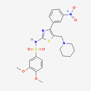 molecular formula C23H26N4O6S2 B1672968 3,4-二甲氧基-N-(4-(3-硝基苯基)-5-(哌啶-1-基甲基)噻唑-2-基)苯磺酰胺 CAS No. 1008119-83-2