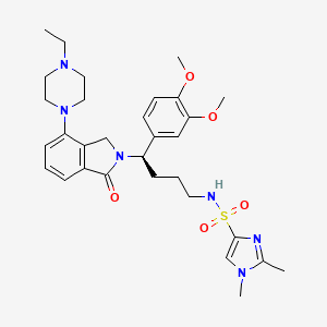 molecular formula C31H42N6O5S B1673018 1H-Imidazole-4-sulfonamide, N-((4R)-4-(3,4-dimethoxyphenyl)-4-(4-(4-ethyl-1-piperazinyl)-1,3-dihydro-1-oxo-2H-isoindol-2-yl)butyl)-1,2-dimethyl- CAS No. 1093069-32-9