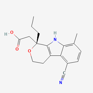 molecular formula C18H20N2O3 B1673024 2-[(1R)-5-cyano-8-methyl-1-propyl-4,9-dihydro-3H-pyrano[3,4-b]indol-1-yl]acetic acid CAS No. 675184-27-7