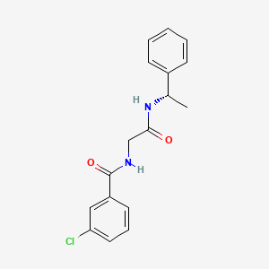B1673072 3-chloro-N-[2-oxo-2-[[(1S)-1-phenylethyl]amino]ethyl]benzamide CAS No. 1802326-66-4