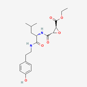 molecular formula C20H28N2O6 B1673090 (2S,3S)-ethyl 3-((S)-1-(4-hydroxyphenethylamino)-4-methyl-1-oxopentan-2-ylcarbamoyl)oxirane-2-carboxylate CAS No. 262381-84-0