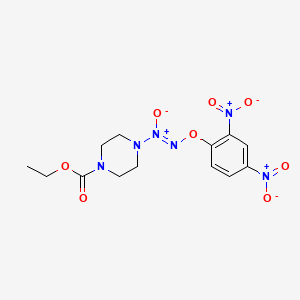 molecular formula C13H16N6O8 B1673094 1-Piperazinecarboxylic acid, 4-((2,4-dinitrophenoxy)-nno-azoxy)-, ethyl ester CAS No. 205432-12-8