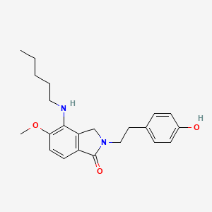 B1673101 2-(2-(4-hydroxyphenyl)ethyl)-5-methoxy-4-(pentylamino)-2,3-dihydro-1H-isoindol-1-one CAS No. 194358-72-0