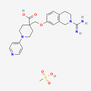 molecular formula C23H31N5O6S B1673110 4-Piperidinecarboxylic acid, 4-(((2-(aminoiminomethyl)-1,2,3,4-tetrahydro-7-isoquinolinyl)oxy)methyl)-1-(4-pyridinyl)-, methanesulfonate (1:1) CAS No. 247131-79-9
