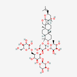 B1673115 (2S,3R,4R,5R,6S)-2-[(2S,3R,4S,5S)-4-[(2S,3R,4S,5S,6R)-4,5-dihydroxy-6-[[(2R,3R,4S,5S,6R)-3,4,5-trihydroxy-6-(hydroxymethyl)oxan-2-yl]oxymethyl]-3-[(2S,3R,4S,5R)-3,4,5-trihydroxyoxan-2-yl]oxyoxan-2-yl]oxy-5-hydroxy-2-[[(1S,2R,5R,7S,10R,11R,14R,15S,16S,18R,20S)-16-hydroxy-2,6,6,10,16-pentamethyl-18-(2-methylprop-1-enyl)-19,21-dioxahexacyclo[18.2.1.01,14.02,11.05,10.015,20]tricosan-7-yl]oxy]oxan-3-yl]oxy-6-methyloxane-3,4,5-triol CAS No. 55466-04-1