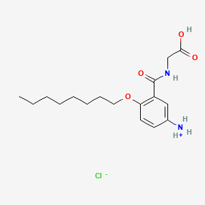 B1673252 Hippuric acid, 5-amino-2-(octyloxy)-, hydrochloride CAS No. 13738-14-2