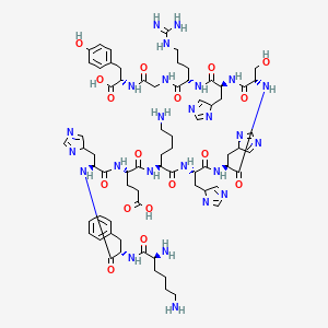 B1673260 Lysyl-phenylalanyl-histidyl-glutamyl-lysyl-histidyl-histidyl-seryl-histidyl-arginyl-glycyl-tyrosine CAS No. 127637-03-0
