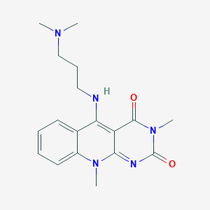 molecular formula C18H23N5O2 B1673312 5-[3-(二甲氨基)丙氨基]-3,10-二甲基嘧啶并[4,5-b]喹啉-2,4-二酮 CAS No. 502137-98-6