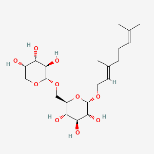 B1673392 (2S,3R,4S,5S,6R)-2-[(2E)-3,7-dimethylocta-2,6-dienoxy]-6-[[(2S,3R,4S,5S)-3,4,5-trihydroxyoxan-2-yl]oxymethyl]oxane-3,4,5-triol CAS No. 152520-94-0