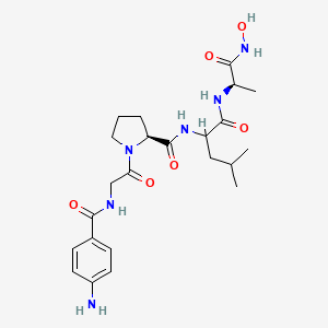molecular formula C23H34N6O6 B1673521 4-Aminobenzoyl-Gly-Pro-D-Leu-D-Ala hydroxamic acid CAS No. 124168-73-6
