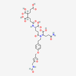 molecular formula C35H44N4O16 B1673551 L-Glutamine, N-(2-(4-((5-((formylamino)methyl)-3-furanyl)methoxy)phenyl)ethyl)-N2-(N-(4,5,7-tricarboxy-1-oxoheptyl)-L-gamma-glutamyl)- CAS No. 94483-60-0