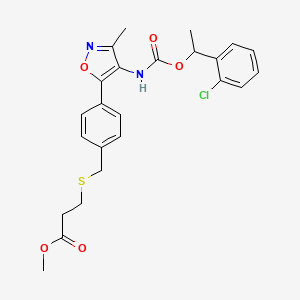molecular formula C24H25ClN2O5S B1673633 Methyl 3-((4-(4-(((1-(2-chlorophenyl)ethoxy)carbonyl)amino)-3-methylisoxazol-5-yl)benzyl)thio)propanoate CAS No. 355025-13-7