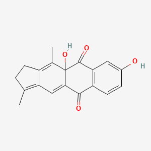 molecular formula C19H16O4 B1673640 2,10a-Dihydro-8,10a-dihydroxy-3,11-dimethyl-1H-cyclopent(b)anthracene-5,10-dione CAS No. 149471-08-9