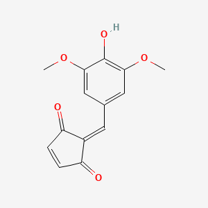 molecular formula C14H12O5 B1673641 4-Cyclopentene-1,3-dione, 2-((4-hydroxy-3,5-dimethoxyphenyl)methylene)- CAS No. 58161-67-4