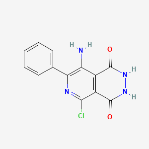 molecular formula C13H9ClN4O2 B1673681 Pyrido(3,4-d)pyridazine-1,4-dione, 8-amino-5-chloro-2,3-dihydro-7-phenyl- CAS No. 143323-55-1