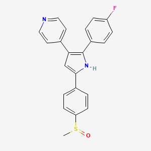 molecular formula C22H17FN2OS B1673703 Pyridine, 4-(2-(4-fluorophenyl)-5-(4-(methylsulfinyl)phenyl)-1H-pyrrol-3-yl)- CAS No. 188352-45-6
