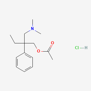 molecular formula C15H24ClNO2 B1673705 beta-(Dimethylaminoethyl)-beta-ethyl-phenethyl alcohol acetate hydrochloride CAS No. 101356-69-8