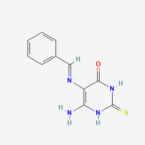 molecular formula C11H10N4OS B1673707 6-Amino-5-(benzylideneamino)-2-sulfanyl-4-pyrimidinol CAS No. 64232-83-3