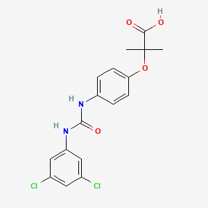 molecular formula C17H16Cl2N2O4 B1673716 2-[4-({[(3,5-Dichlorophenyl)amino]carbonyl}amino)phenoxy]-2-methylpropanoic acid CAS No. 121809-80-1