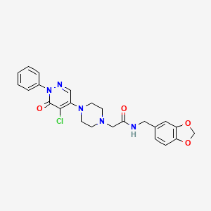 molecular formula C24H24ClN5O4 B1673770 N-[(2H-1,3-苯并二氧杂环-5-基)甲基]-2-[4-(5-氯-6-氧代-1-苯基-1,6-二氢吡哒嗪-4-基)哌嗪-1-基]乙酰胺 CAS No. 924249-06-9
