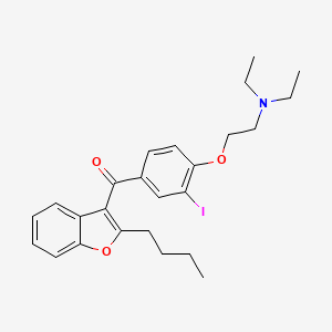 molecular formula C25H30INO3 B1673788 (2-丁基苯并呋喃-3-基)(4-(2-(二乙基氨基)乙氧基)-3-碘苯基)甲酮 CAS No. 85642-08-6