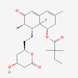 molecular formula C25H36O6 B1673840 [(1S,7S,8S,8aS)-8-[2-[(2R,4R)-4-羟基-6-氧代氧杂环-2-基]乙基]-3,7-二甲基-6-氧代-2,7,8,8a-四氢-1H-萘-1-基] 2,2-二甲基丁酸酯 CAS No. 130468-11-0
