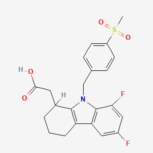 B1673842 2-[6,8-Difluoro-9-[(4-methylsulfonylphenyl)methyl]-1,2,3,4-tetrahydrocarbazol-1-yl]acetic acid CAS No. 121083-05-4