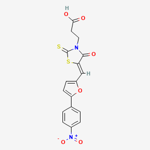 molecular formula C17H12N2O6S2 B1673885 (Z)-3-(5-((5-(4-nitrophenyl)furan-2-yl)methylene)-4-oxo-2-thioxothiazolidin-3-yl)propanoic acid CAS No. 851304-36-4
