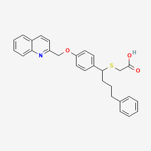 molecular formula C28H27NO3S B1673890 ((4-Phenyl-1-(4-(2-quinolinylmethoxy)phenyl)butyl)thio)acetic acid CAS No. 127481-29-2