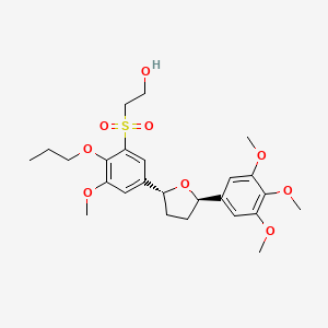 molecular formula C25H34O9S B1673891 2-[3-methoxy-2-propoxy-5-[(2R,5R)-5-(3,4,5-trimethoxyphenyl)oxolan-2-yl]phenyl]sulfonylethanol CAS No. 143490-81-7
