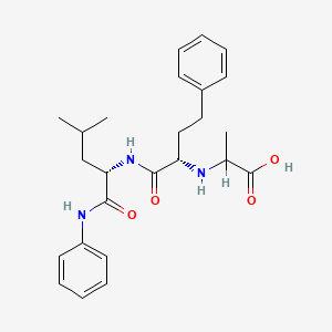 molecular formula C25H33N3O4 B1673924 N-(1-Carboxy-ethyl)-alpha-(2-phenyl-ethyl)glycine-leucine, N-phenylamide CAS No. 154096-58-9