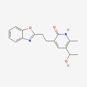 molecular formula C17H18N2O3 B1673927 3-(2-(Benzoxazol-2-yl)-ethyl)-5-(1-hydroxyethyl)-6-methylpyridin-2(1H)-one CAS No. 145328-90-1