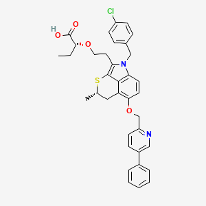 molecular formula C36H35ClN2O4S B1673929 (R*,S*)-(+-)-2-(2-(1-((4-Chlorophenyl)methyl)-4,5-dihydro-4-methyl-6-((5-phenyl-2-pyridinyl)methoxy)-1H-thiopyrano(2,3,4-cd)indol-2-yl)ethoxy)butanoic acid CAS No. 155238-60-1