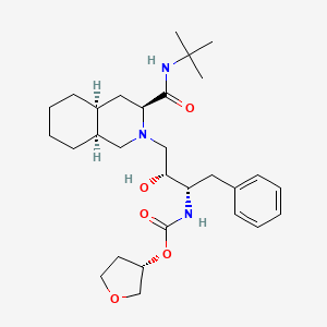 molecular formula C29H45N3O5 B1673934 [(3S)-oxolan-3-yl] N-[(2S,3R)-4-[(3S,4aS,8aS)-3-(tert-butylcarbamoyl)-3,4,4a,5,6,7,8,8a-octahydro-1H-isoquinolin-2-yl]-3-hydroxy-1-phenylbutan-2-yl]carbamate CAS No. 145631-07-8