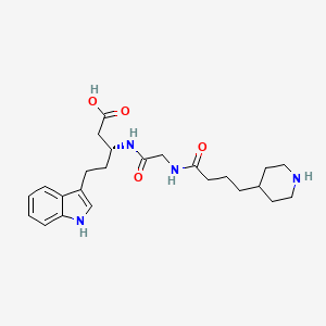 molecular formula C24H34N4O4 B1673936 (3R)-5-(1H-indol-3-yl)-3-[[2-(4-piperidin-4-ylbutanoylamino)acetyl]amino]pentanoic acid CAS No. 142638-79-7