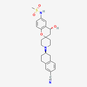 molecular formula C25H29N3O4S B1673940 Methanesulfonamide, N-(1'-(6-cyano-1,2,3,4-tetrahydro-2-naphthalenyl)-3,4-dihydro-4-hydroxyspiro(2H-1-benzopyran-2,4'-piperidin)-6-yl)-, (R*,R*)- CAS No. 150481-98-4